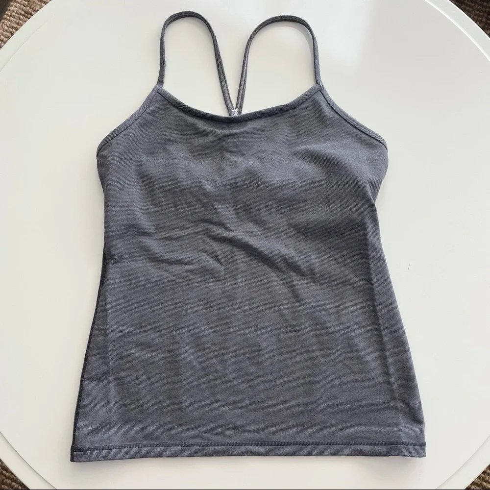 Lululemon Flow Y Blue & White Stripe Tank Size 10
